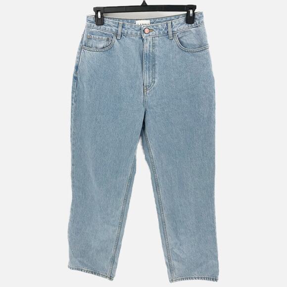 GANNI Womens Misy Cropped Jeans 32 US 14 Light Blue Rigid Denim High Rise NWOT - Picture 5 of 13